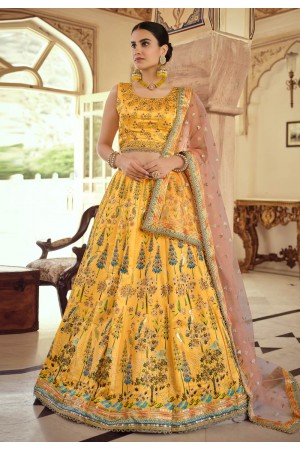 Yellow silk readymade lehenga choli 8207