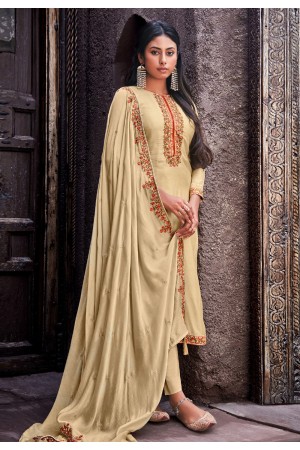 Beige cotton silk pant style suit 1880