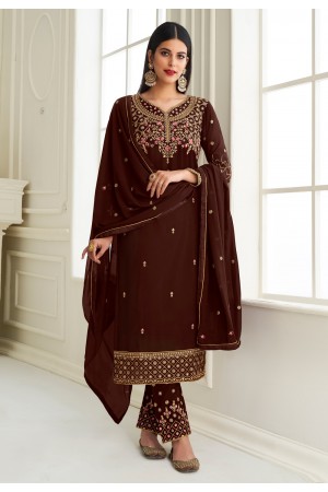 Brown georgette kameez with pant 8469