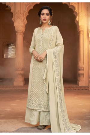 Cream georgette kameez with palazzo 11004