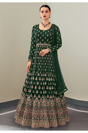 Green georgette embroidered abaya style anarkali suit 115