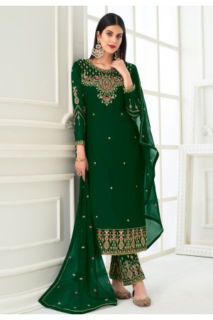 Green georgette kameez with pant 8465