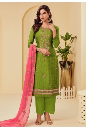 Green georgette palazzo suit 2010
