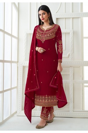 Maroon georgette kameez with pant 8467