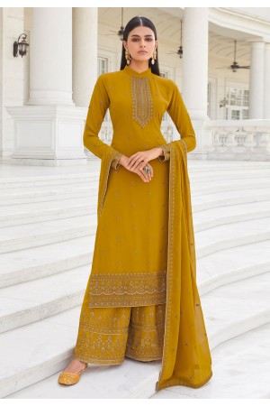 Mustard georgette palazzo suit 8457