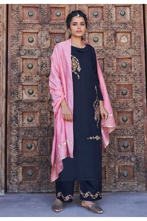 Navy blue viscose readymade palazzo suit 123