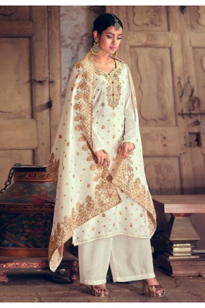 Off white silk jacquard kameez with palazzo 2235