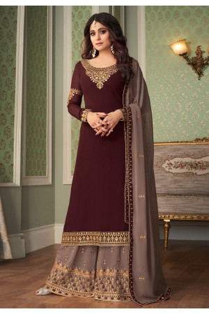 Shamita shetty brown georgette palazzo suit 8433