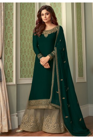 Shamita shetty green georgette palazzo suit 8421