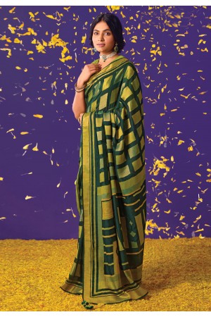 Brasso Saree with blouse in Green colour 16007