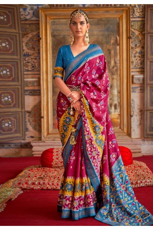 Patola Saree in Wine colour 458C