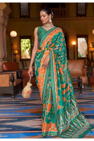 Patola silk Saree with blouse in Sea green colour 348B