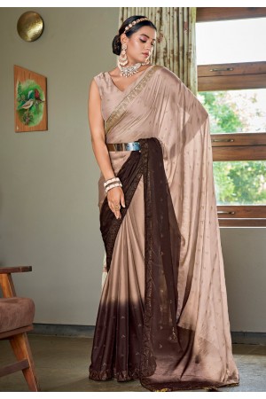 Silk Saree with blouse in Brown colour 5406