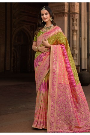 Silk Saree with blouse in Light green colour 10172