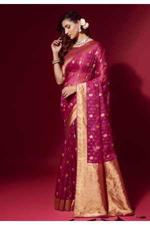 Silk Saree with blouse in Purple colour 25001