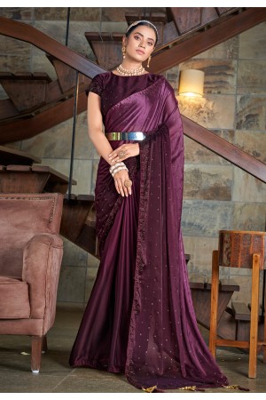 Silk Saree with blouse in Purple colour 5402