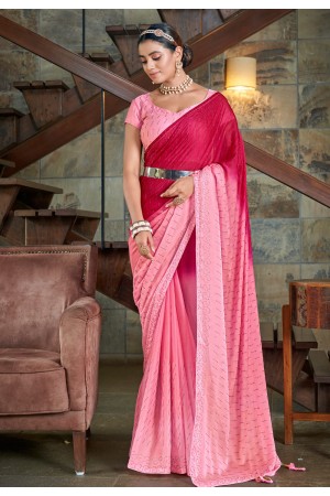 Silk half n half Saree in Pink colour 5401