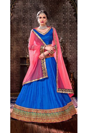 Party Wear Blue Pink Lehenga 2006