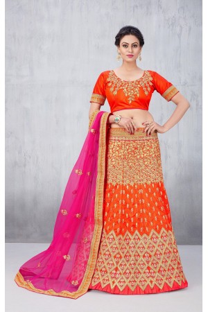 Party Wear Orange Lehenga 132