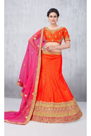 Party Wear Orange Lehenga 139