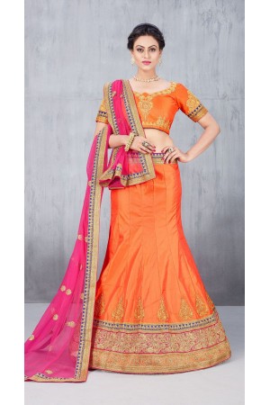 Party Wear Orange Lehenga 141