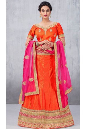 Party Wear Orange Lehenga 149