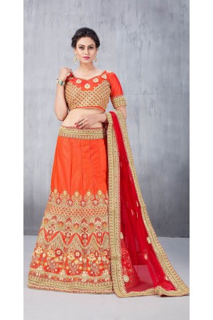 Party Wear Orange Lehenga 157