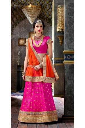 Party Wear Pink Orange Lehenga 2004