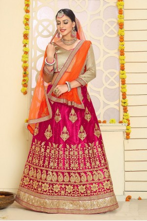 Party Wear Pink Orange Lehenga 7335