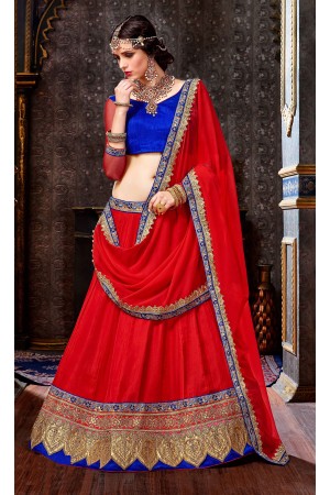 Party Wear Red Blue Lehenga 2005