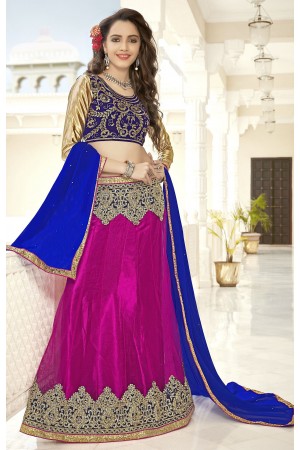 Party Wear Wine Blue Blue Color Lehenga 7217