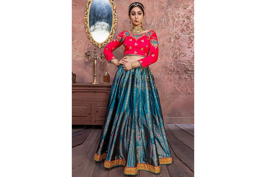 aqua blue lehenga choli