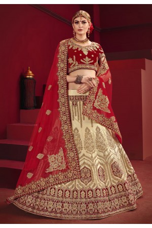 Beige satin embroidered circular lehenga choli 2207