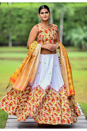 Off white cotton readymade navratri chaniya choli 1002