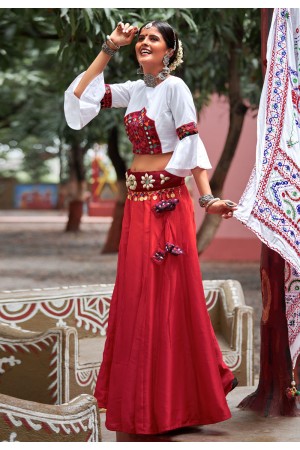 Red silk navratri chaniya choli 1066