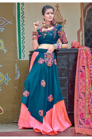 Teal cotton navratri chaniya choli 1071