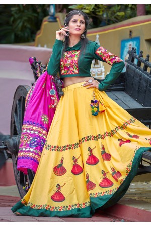 Yellow cotton navratri chaniya choli 1064