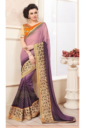 Party-wear-Lavender-Purple-color-saree