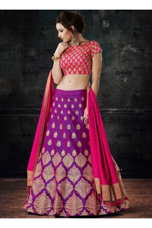 Purple dual tone silk wedding lehenga choli