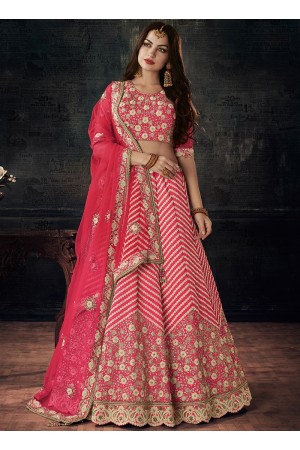 Pink color silk wedding lehenga choli