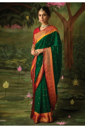 Brasso Saree with blouse in Green colour 15049c