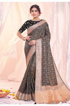 Jacquard Saree with blouse in Black colour 42516