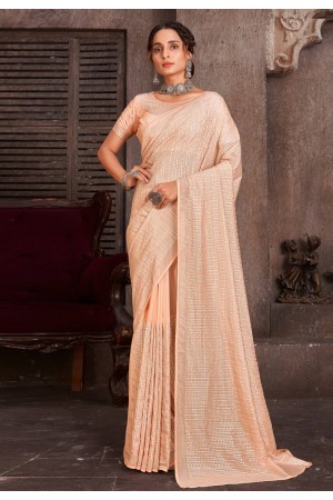 Organza Saree with blouse in Peach colour 6565