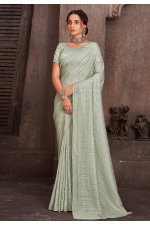 Organza Saree with blouse in Pista green colour 6567