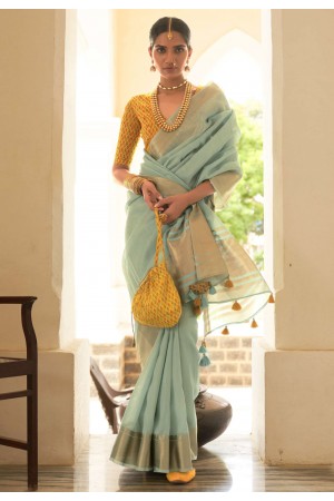 Organza Saree with blouse in Sky blue colour 2032