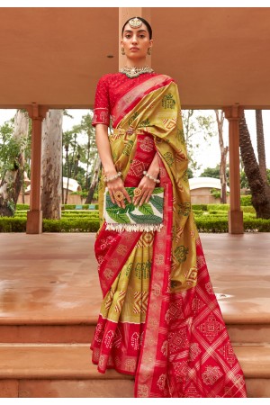 Patola silk Saree with blouse in Light green colour 617