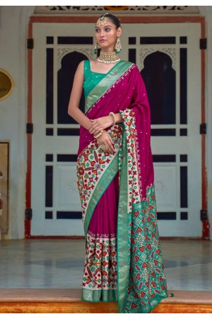 Patola silk Saree with blouse in Purple colour 497