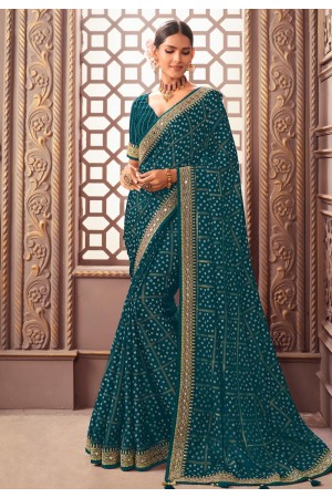 Silk Saree with blouse in Blue colour 1201C