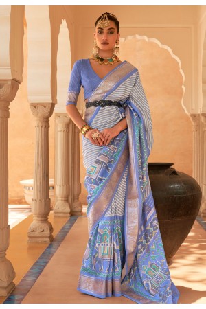 Silk Saree with blouse in Blue colour 562