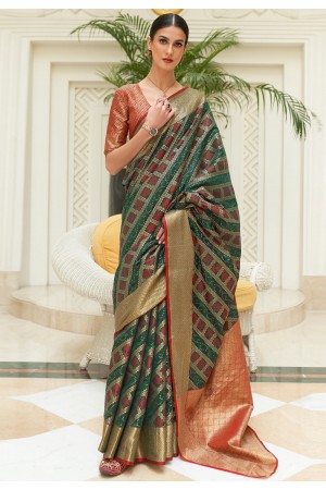 Silk Saree with blouse in Green colour 268005